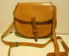Great vintage tan leather shoulderbag, saddle bag model